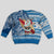 Custom Hawaii Mele Kalikimaka Kid Ugly Christmas Sweater Santa Claus Surfing with Hawaiian Pattern Striped Blue Style LT03 - Polynesian Pride