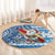 Custom Hawaii Mele Kalikimaka Round Carpet Santa Claus Surfing with Hawaiian Pattern Striped Blue Style LT03 - Polynesian Pride