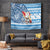 Custom Hawaii Mele Kalikimaka Tapestry Santa Claus Surfing with Hawaiian Pattern Striped Blue Style LT03 Blue - Polynesian Pride