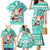 Hawaii Mele Kalikimaka Family Matching Mermaid Dress and Hawaiian Shirt Santa Claus Surfing with Hawaiian Pattern Striped Turquoise Style LT03 - Polynesian Pride