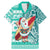 Hawaii Mele Kalikimaka Family Matching Mermaid Dress and Hawaiian Shirt Santa Claus Surfing with Hawaiian Pattern Striped Turquoise Style LT03 Dad's Shirt - Short Sleeve Turquoise - Polynesian Pride