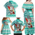 Hawaii Mele Kalikimaka Family Matching Off Shoulder Maxi Dress and Hawaiian Shirt Santa Claus Surfing with Hawaiian Pattern Striped Turquoise Style LT03 - Polynesian Pride