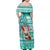 Hawaii Mele Kalikimaka Family Matching Off Shoulder Maxi Dress and Hawaiian Shirt Santa Claus Surfing with Hawaiian Pattern Striped Turquoise Style LT03 - Polynesian Pride