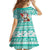 Hawaii Mele Kalikimaka Family Matching Off Shoulder Short Dress and Hawaiian Shirt Santa Claus Surfing with Hawaiian Pattern Striped Turquoise Style LT03 - Polynesian Pride