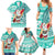 Hawaii Mele Kalikimaka Family Matching Summer Maxi Dress and Hawaiian Shirt Santa Claus Surfing with Hawaiian Pattern Striped Turquoise Style LT03 - Polynesian Pride