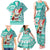 Hawaii Mele Kalikimaka Family Matching Tank Maxi Dress and Hawaiian Shirt Santa Claus Surfing with Hawaiian Pattern Striped Turquoise Style LT03 - Polynesian Pride