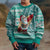 Hawaii Mele Kalikimaka Kid Ugly Christmas Sweater Santa Claus Surfing with Hawaiian Pattern Striped Turquoise Style LT03 - Polynesian Pride