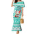 Hawaii Mele Kalikimaka Mermaid Dress Santa Claus Surfing with Hawaiian Pattern Striped Turquoise Style LT03 Women Turquoise - Polynesian Pride