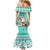 Hawaii Mele Kalikimaka Mermaid Dress Santa Claus Surfing with Hawaiian Pattern Striped Turquoise Style LT03 - Polynesian Pride