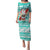 Hawaii Mele Kalikimaka Puletasi Santa Claus Surfing with Hawaiian Pattern Striped Turquoise Style LT03 Long Dress Turquoise - Polynesian Pride