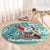 Hawaii Mele Kalikimaka Round Carpet Santa Claus Surfing with Hawaiian Pattern Striped Turquoise Style LT03 - Polynesian Pride