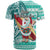 Hawaii Mele Kalikimaka T Shirt Santa Claus Surfing with Hawaiian Pattern Striped Turquoise Style LT03 - Polynesian Pride