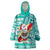 Hawaii Mele Kalikimaka Wearable Blanket Hoodie Santa Claus Surfing with Hawaiian Pattern Striped Turquoise Style LT03 One Size Turquoise - Polynesian Pride