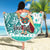 Custom Hawaii Mele Kalikimaka Beach Blanket Santa Claus Surfing with Hawaiian Pattern Striped Turquoise Style LT03 - Polynesian Pride