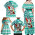 Custom Hawaii Mele Kalikimaka Family Matching Off Shoulder Maxi Dress and Hawaiian Shirt Santa Claus Surfing with Hawaiian Pattern Striped Turquoise Style LT03 - Polynesian Pride