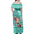 Custom Hawaii Mele Kalikimaka Family Matching Off Shoulder Maxi Dress and Hawaiian Shirt Santa Claus Surfing with Hawaiian Pattern Striped Turquoise Style LT03 - Polynesian Pride