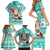 Custom Hawaii Mele Kalikimaka Family Matching Short Sleeve Bodycon Dress and Hawaiian Shirt Santa Claus Surfing with Hawaiian Pattern Striped Turquoise Style LT03 - Polynesian Pride