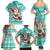 Custom Hawaii Mele Kalikimaka Family Matching Summer Maxi Dress and Hawaiian Shirt Santa Claus Surfing with Hawaiian Pattern Striped Turquoise Style LT03 - Polynesian Pride