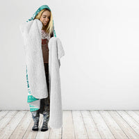 Custom Hawaii Mele Kalikimaka Hooded Blanket Santa Claus Surfing with Hawaiian Pattern Striped Turquoise Style LT03 - Polynesian Pride