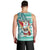 Custom Hawaii Mele Kalikimaka Men Tank Top Santa Claus Surfing with Hawaiian Pattern Striped Turquoise Style LT03 - Polynesian Pride