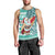 Custom Hawaii Mele Kalikimaka Men Tank Top Santa Claus Surfing with Hawaiian Pattern Striped Turquoise Style LT03 - Polynesian Pride