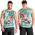 Custom Hawaii Mele Kalikimaka Men Tank Top Santa Claus Surfing with Hawaiian Pattern Striped Turquoise Style LT03 - Polynesian Pride