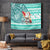 Custom Hawaii Mele Kalikimaka Tapestry Santa Claus Surfing with Hawaiian Pattern Striped Turquoise Style LT03 Turquoise - Polynesian Pride