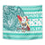 Custom Hawaii Mele Kalikimaka Tapestry Santa Claus Surfing with Hawaiian Pattern Striped Turquoise Style LT03 - Polynesian Pride