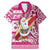 Hawaii Mele Kalikimaka Family Matching Mermaid Dress and Hawaiian Shirt Santa Claus Surfing with Hawaiian Pattern Striped Pink Style LT03 Dad's Shirt - Short Sleeve Pink - Polynesian Pride