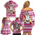 Hawaii Mele Kalikimaka Family Matching Off Shoulder Short Dress and Hawaiian Shirt Santa Claus Surfing with Hawaiian Pattern Striped Pink Style LT03 - Polynesian Pride