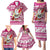 Hawaii Mele Kalikimaka Family Matching Puletasi Dress and Hawaiian Shirt Santa Claus Surfing with Hawaiian Pattern Striped Pink Style LT03 - Polynesian Pride