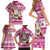 Hawaii Mele Kalikimaka Family Matching Short Sleeve Bodycon Dress and Hawaiian Shirt Santa Claus Surfing with Hawaiian Pattern Striped Pink Style LT03 - Polynesian Pride