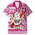 Hawaii Mele Kalikimaka Family Matching Short Sleeve Bodycon Dress and Hawaiian Shirt Santa Claus Surfing with Hawaiian Pattern Striped Pink Style LT03 Dad's Shirt - Short Sleeve Pink - Polynesian Pride