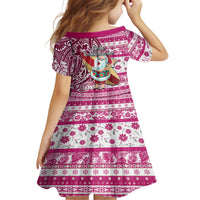 Hawaii Mele Kalikimaka Family Matching Summer Maxi Dress and Hawaiian Shirt Santa Claus Surfing with Hawaiian Pattern Striped Pink Style LT03 - Polynesian Pride