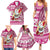 Hawaii Mele Kalikimaka Family Matching Summer Maxi Dress and Hawaiian Shirt Santa Claus Surfing with Hawaiian Pattern Striped Pink Style LT03 - Polynesian Pride