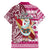 Hawaii Mele Kalikimaka Family Matching Summer Maxi Dress and Hawaiian Shirt Santa Claus Surfing with Hawaiian Pattern Striped Pink Style LT03 - Polynesian Pride