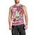 Hawaii Mele Kalikimaka Men Tank Top Santa Claus Surfing with Hawaiian Pattern Striped Pink Style LT03 - Polynesian Pride