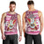 Hawaii Mele Kalikimaka Men Tank Top Santa Claus Surfing with Hawaiian Pattern Striped Pink Style LT03 - Polynesian Pride