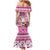 Hawaii Mele Kalikimaka Mermaid Dress Santa Claus Surfing with Hawaiian Pattern Striped Pink Style LT03 - Polynesian Pride