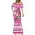 Hawaii Mele Kalikimaka Mermaid Dress Santa Claus Surfing with Hawaiian Pattern Striped Pink Style LT03 - Polynesian Pride