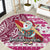 Hawaii Mele Kalikimaka Round Carpet Santa Claus Surfing with Hawaiian Pattern Striped Pink Style LT03 Pink - Polynesian Pride