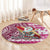 Hawaii Mele Kalikimaka Round Carpet Santa Claus Surfing with Hawaiian Pattern Striped Pink Style LT03 - Polynesian Pride