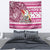 Hawaii Mele Kalikimaka Tapestry Santa Claus Surfing with Hawaiian Pattern Striped Pink Style LT03 - Polynesian Pride