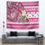 Hawaii Mele Kalikimaka Tapestry Santa Claus Surfing with Hawaiian Pattern Striped Pink Style LT03 - Polynesian Pride