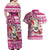 Custom Hawaii Mele Kalikimaka Couples Matching Off Shoulder Maxi Dress and Hawaiian Shirt Santa Claus Surfing with Hawaiian Pattern Striped Pink Style LT03 - Polynesian Pride