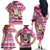 Custom Hawaii Mele Kalikimaka Family Matching Off Shoulder Long Sleeve Dress and Hawaiian Shirt Santa Claus Surfing with Hawaiian Pattern Striped Pink Style LT03 - Polynesian Pride