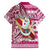 Custom Hawaii Mele Kalikimaka Family Matching Puletasi Dress and Hawaiian Shirt Santa Claus Surfing with Hawaiian Pattern Striped Pink Style LT03 - Polynesian Pride