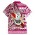 Custom Hawaii Mele Kalikimaka Family Matching Short Sleeve Bodycon Dress and Hawaiian Shirt Santa Claus Surfing with Hawaiian Pattern Striped Pink Style LT03 - Polynesian Pride