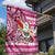 Custom Hawaii Mele Kalikimaka Garden Flag Santa Claus Surfing with Hawaiian Pattern Striped Pink Style LT03 - Polynesian Pride