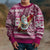 Custom Hawaii Mele Kalikimaka Kid Ugly Christmas Sweater Santa Claus Surfing with Hawaiian Pattern Striped Pink Style LT03 - Polynesian Pride